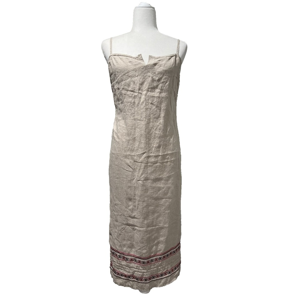 Ann Taylor Women's Petite Embroidered Lined Dress Beige Size 4P A005644